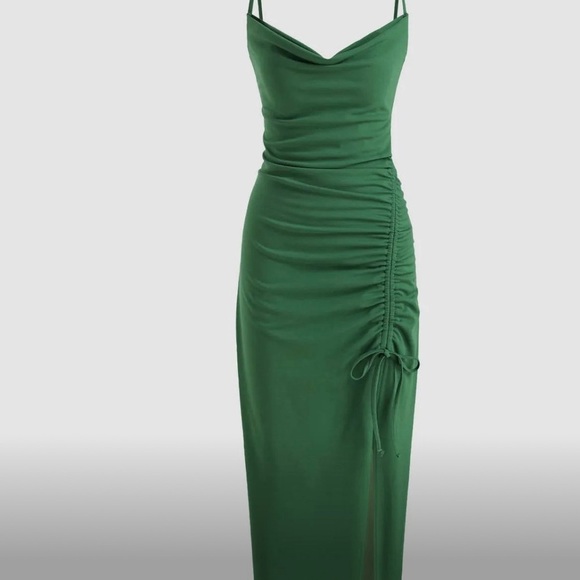 Dresses & Skirts - Cider - Elegant Green Ruched Dress